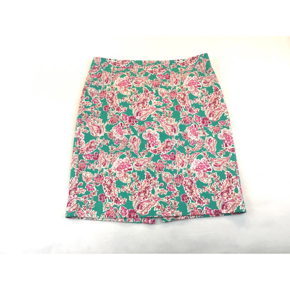 J. Crew Size 12 Skirt Paisley Floral Green Pink Multi